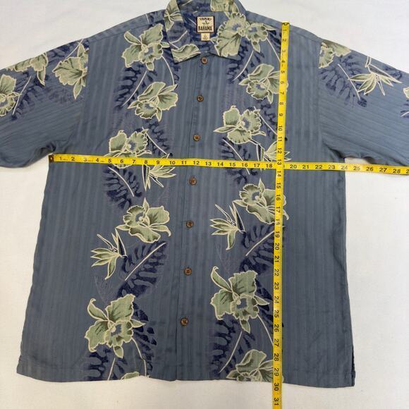 Tommy‎ Bahama 100% Silk Men's Large Blue Floral Tropical Hawaiian Camp Shirt - Picture 4 of 8